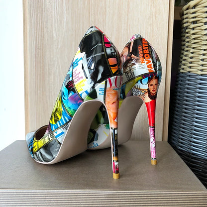 Retro Magazine Stiletto Pumps
