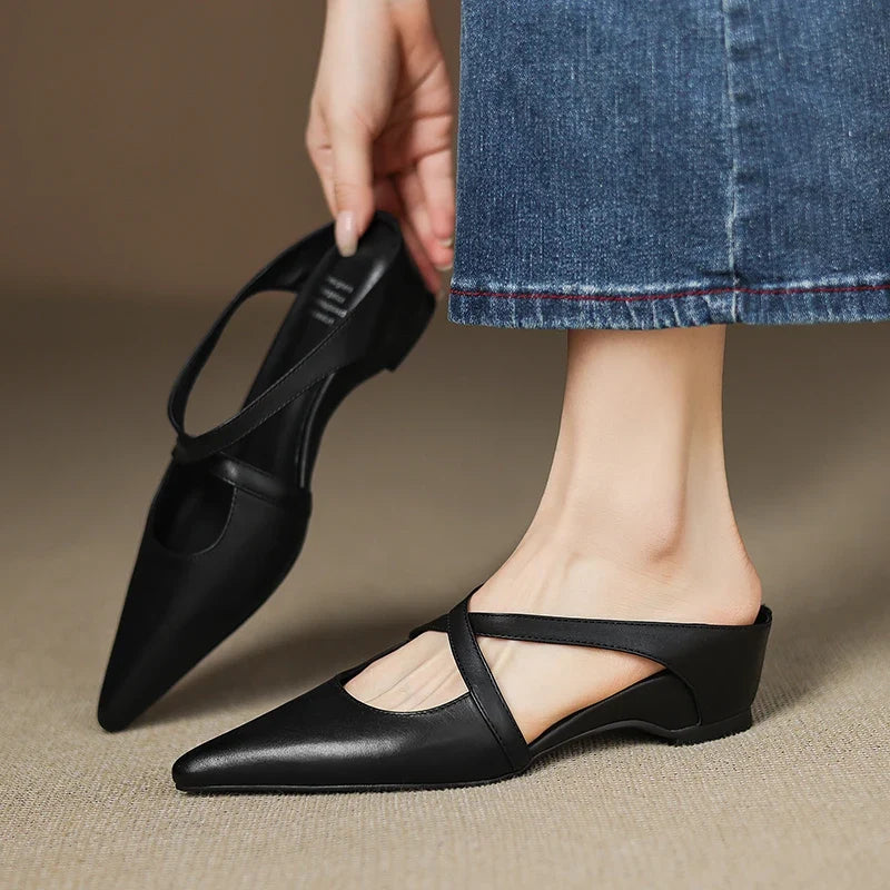 Aura Genuine Leather Mules