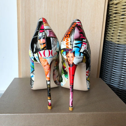 Retro Magazine Stiletto Pumps