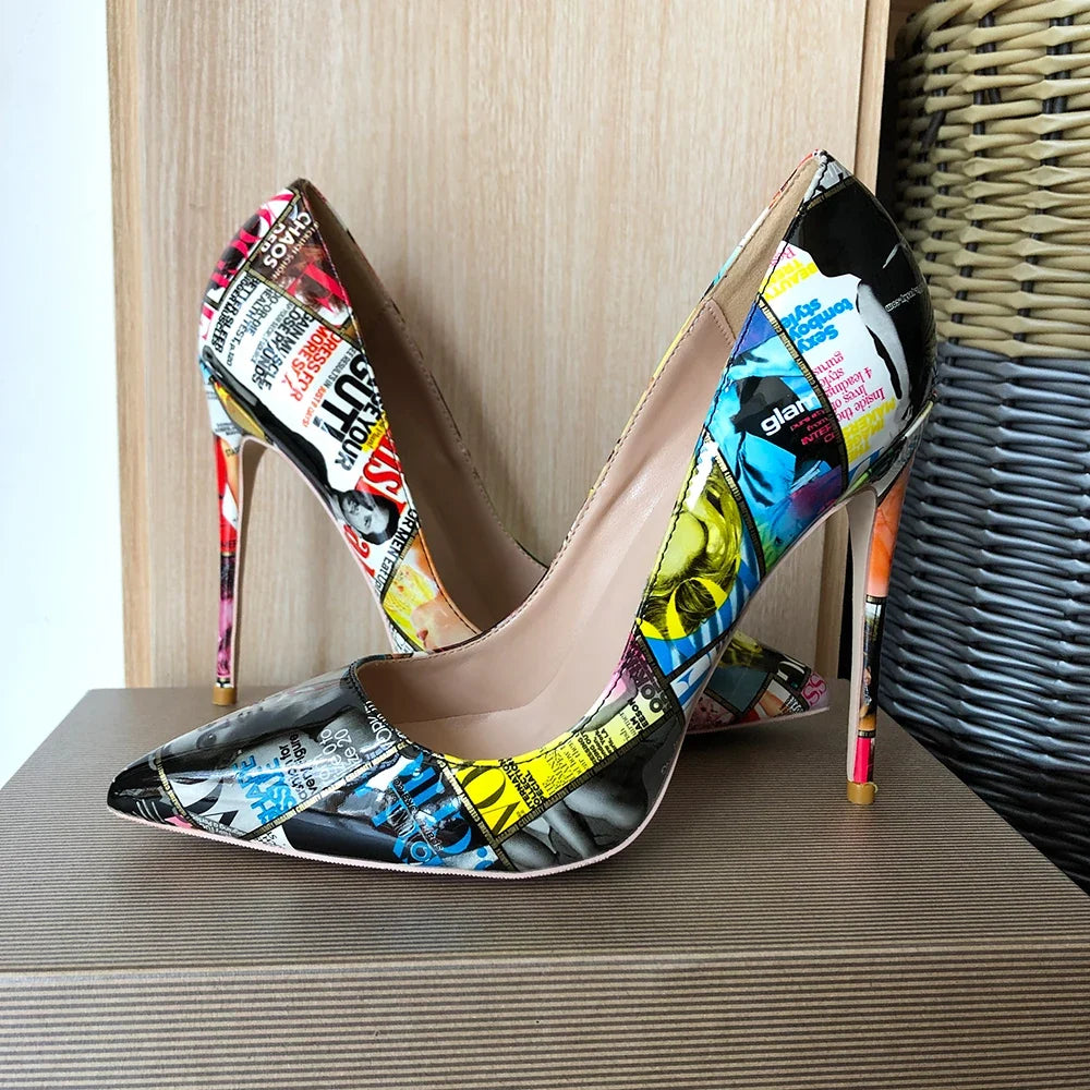 Retro Magazine Stiletto Pumps