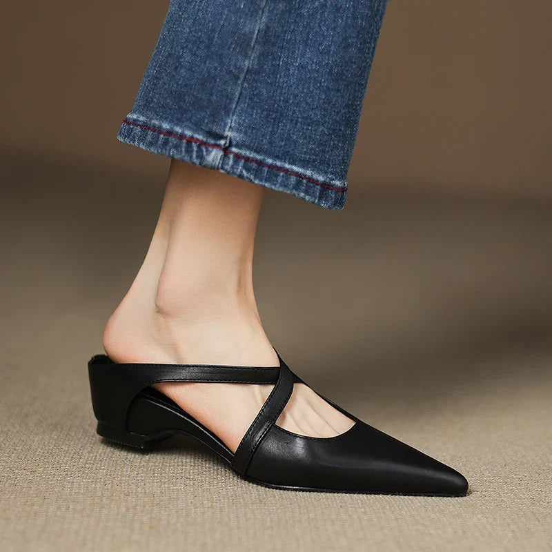 Aura Genuine Leather Mules