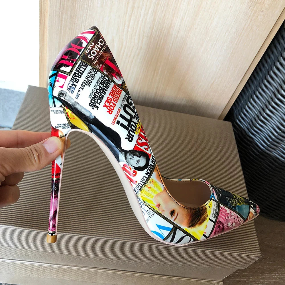 Retro Magazine Stiletto Pumps