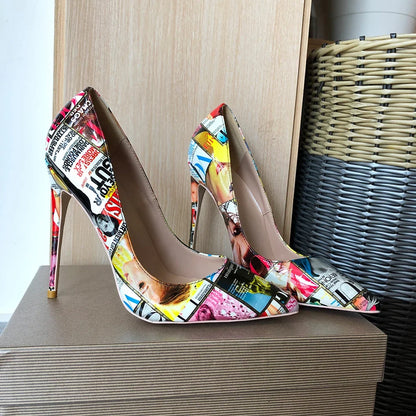 Retro Magazine Stiletto Pumps