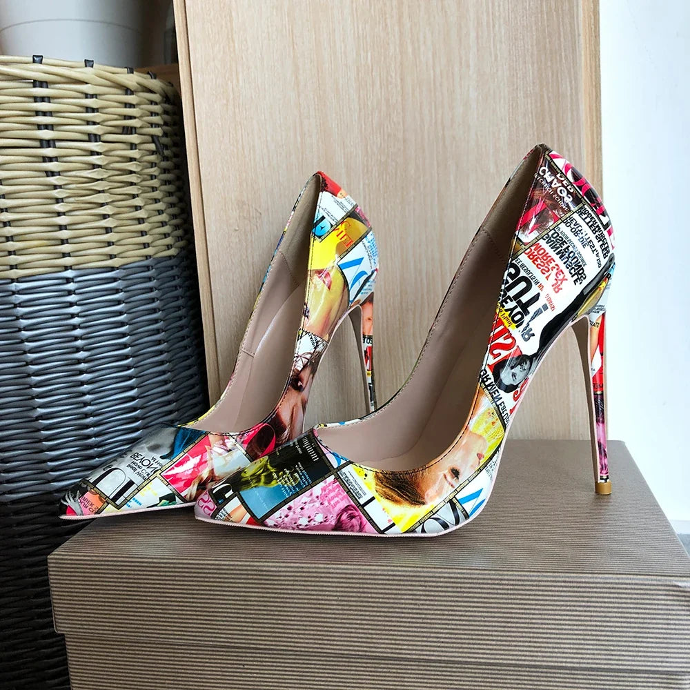 Retro Magazine Stiletto Pumps