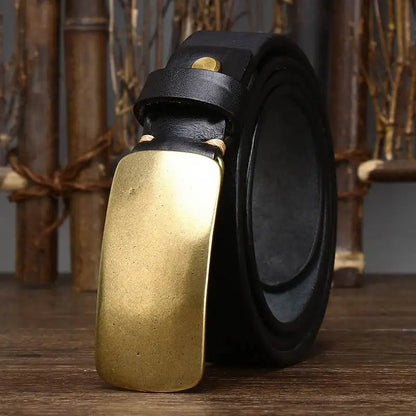 Manor Brass Buckle Leather Belt