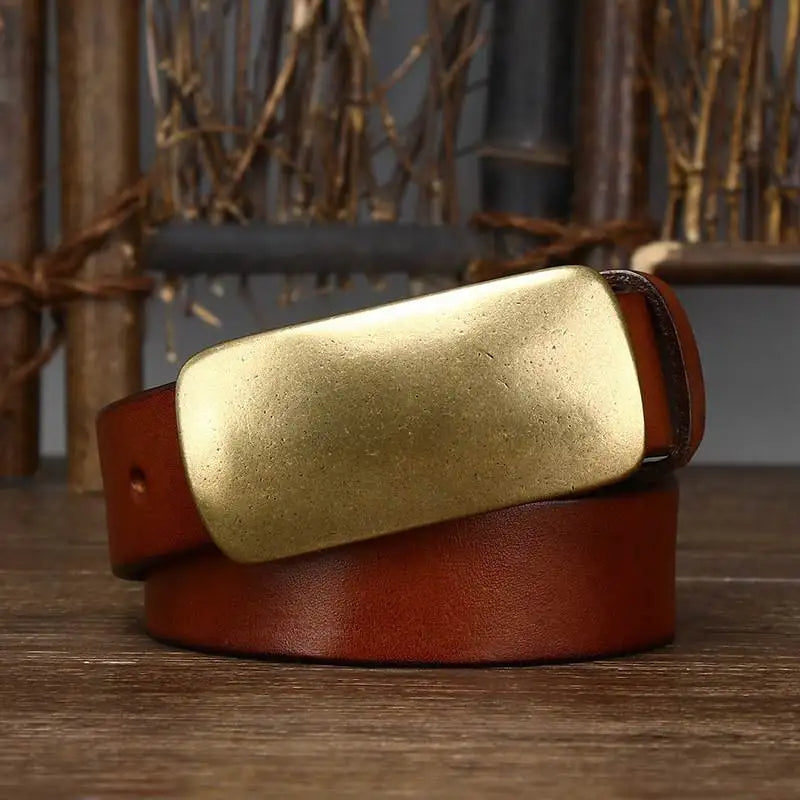 Manor Brass Buckle Leather Belt