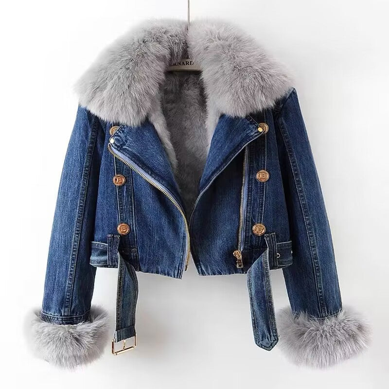 Mizzo Detachable Faux Fur Lined Denim Jacket