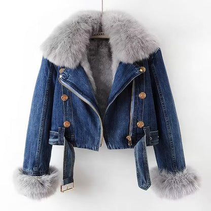 Mizzo Detachable Faux Fur Lined Denim Jacket