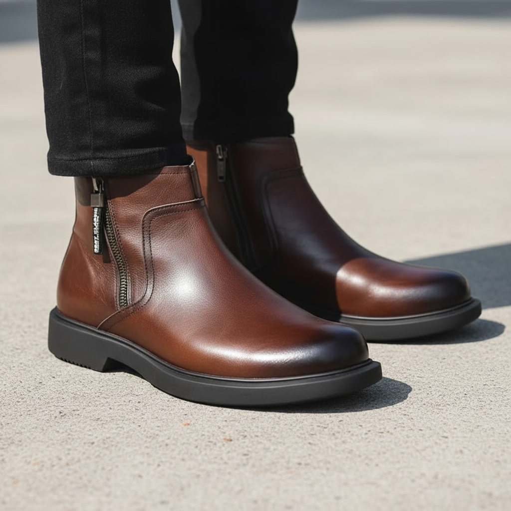 Leather Wood Dress Boots