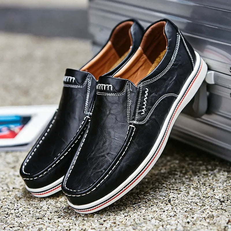 Tommy Grey Leather Loafers