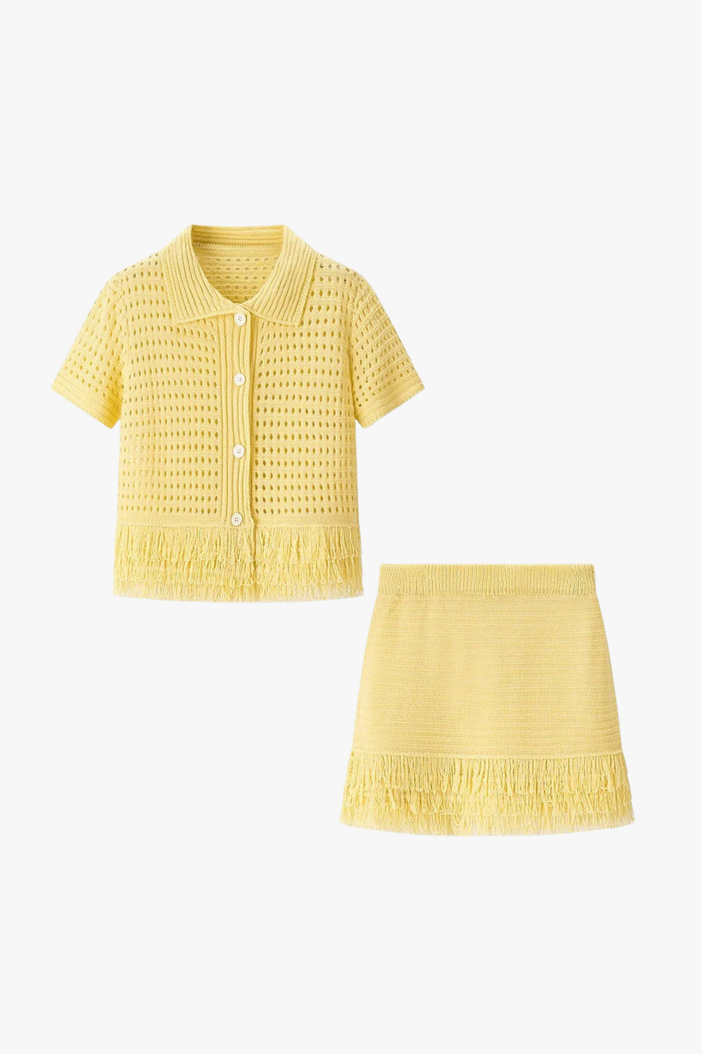 Camilia Crochet Fringe Shirt & Skirt Set