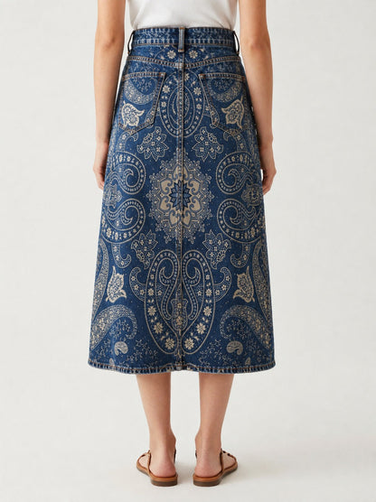Marie Bloom Denim Skirt