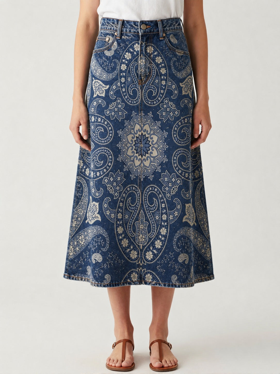 Marie Bloom Denim Skirt