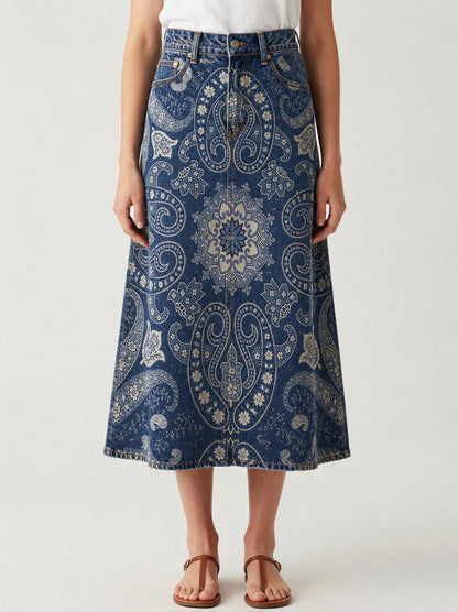 Marie Bloom Denim Skirt