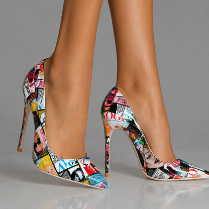 Retro Magazine Stiletto Pumps